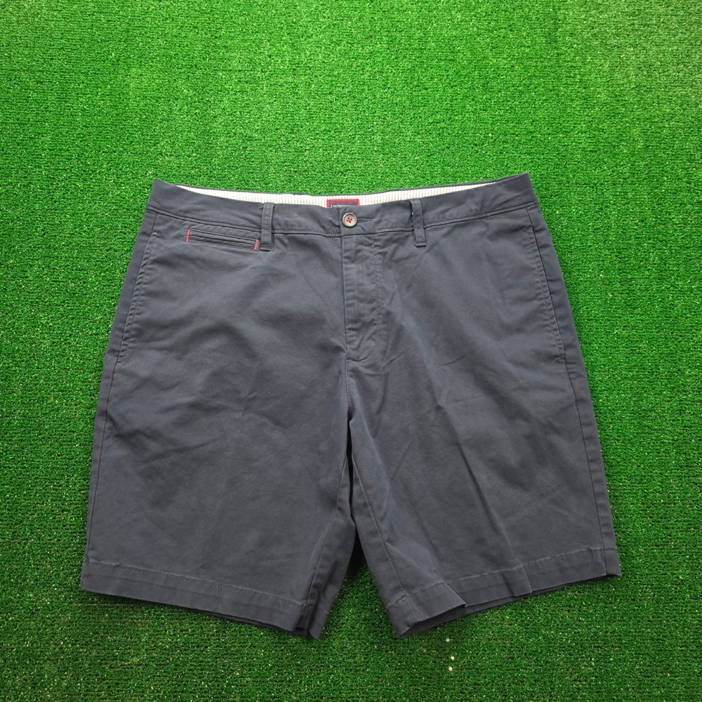 Untuckit St Vincent Shorts Mens 36 Navy Blue Chino Stretch Flat Front 9" Inseam